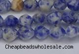 CNG6250 15.5 inches 6mm faceted nuggets blue spot stone beads