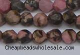 CNG6252 15.5 inches 6mm faceted nuggets rhodonite beads