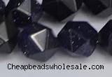 CNG6297 15.5 inches 14mm faceted nuggets blue goldstone beads