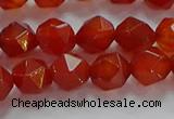 CNG6505 15.5 inches 8mm faceted nuggets red agate beads