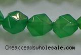 CNG6515 15.5 inches 12mm faceted nuggets green agate beads