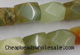 CNG652 15.5 inches 13*18mm faceted nuggets flower jade beads