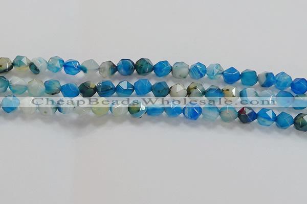 CNG6524 15.5 inches 6mm faceted nuggets line agate beads