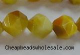 CNG6533 15.5 inches 12mm faceted nuggets golden tiger eye beads