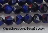 CNG6542 15.5 inches 6mm faceted nuggets blue tiger eye beads