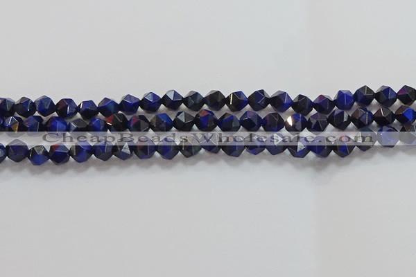 CNG6542 15.5 inches 6mm faceted nuggets blue tiger eye beads