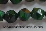 CNG6549 15.5 inches 12mm faceted nuggets green tiger eye beads