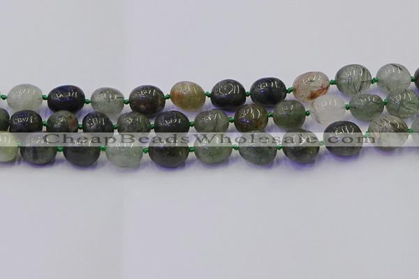 CNG6871 8*12mm - 10*14mm nuggets green rutilated quartz beads