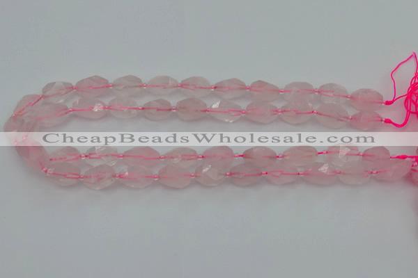 CNG6915 15.5 inches 8*12mm - 12*16mm faceted nuggets rose quartz beads