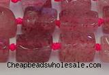 CNG6930 15.5 inches 5*8mm - 8*12mm nuggets strawberry quartz beads