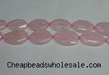 CNG7088 15.5 inches 25*35mm - 35*45mm faceted freeform rose quartz beads