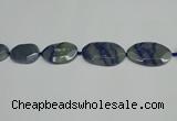 CNG7093 25*35mm - 35*45mm faceted freeform blue aventurine beads