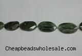 CNG7096 25*35mm - 35*45mm faceted freeform green hair stone beads