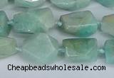 CNG7136 6*10mm - 10*14mm faceted nuggets Brazilian amazonite beads