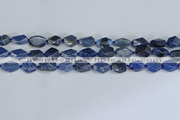 CNG7142 6*10mm - 10*14mm faceted nuggets blue dumortierite beads