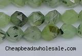 CNG7240 15.5 inches 6mm faceted nuggets green rutilated quartz beads