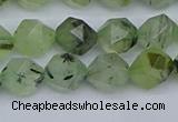 CNG7241 15.5 inches 8mm faceted nuggets green rutilated quartz beads