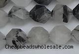 CNG7247 15.5 inches 10mm faceted nuggets black rutilated quartz beads