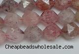 CNG7256 15.5 inches 8mm faceted nuggets strawberry quartz beads