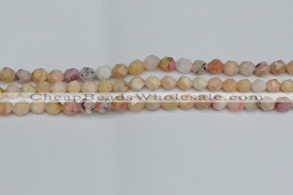 CNG7300 15.5 inches 6mm faceted nuggets pink opal gemstone beads