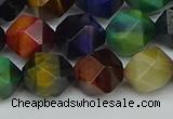 CNG7333 15.5 inches 12mm faceted nuggets mixed tiger eye beads