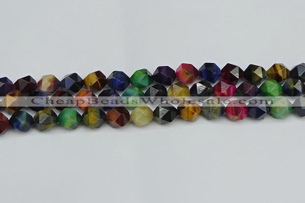 CNG7333 15.5 inches 12mm faceted nuggets mixed tiger eye beads