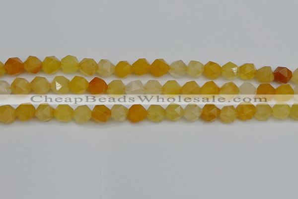 CNG7356 15.5 inches 8mm faceted nuggets yellow jade beads