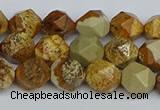 CNG7376 15.5 inches 8mm faceted nuggets picture jasper beads