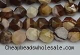 CNG7380 15.5 inches 6mm faceted nuggets zebra jasper beads