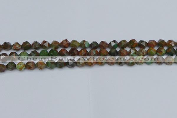 CNG7390 15.5 inches 6mm faceted nuggets green opal beads