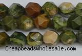 CNG7395 15.5 inches 6mm faceted nuggets rhyolite gemstone beads