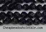 CNG7405 15.5 inches 6mm faceted nuggets blue goldstone beads