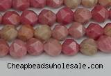 CNG7420 15.5 inches 6mm faceted nuggets rhodochrosite beads