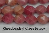 CNG7421 15.5 inches 8mm faceted nuggets rhodochrosite beads