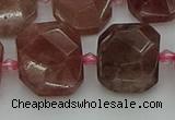 CNG7455 12*16mm - 15*20mm faceted freeform strawberry quartz beads