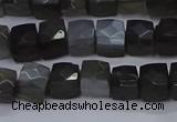 CNG7490 15.5 inches 8*8mm faceted nuggets black moonstone beads