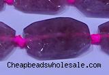 CNG7522 18*25mm - 25*35mm faceted freeform strawberry quartz beads