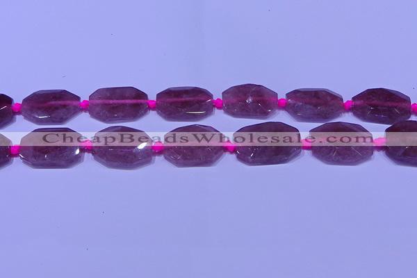 CNG7522 18*25mm - 25*35mm faceted freeform strawberry quartz beads