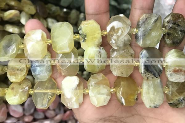 CNG7761 13*18mm - 15*25mm faceted freeform yellow opal beads