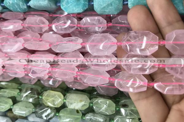 CNG7801 13*18mm - 18*25mm faceted freeform rose quartz beads