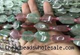 CNG7807 13*18mm - 18*25mm faceted freeform mixed strawberry quartz beads