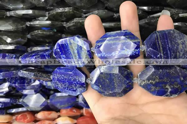 CNG7836 22*30mm - 28*35mm faceted freeform lapis lazuli beads