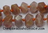 CNG7854 15.5 inches 6*10mm - 8*12mm faceted nuggets sunstone beads