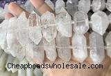 CNG7940 15*30mm - 17*30mm faceted nuggets white crystal beads