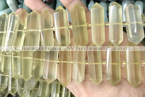 CNG7941 10*22mm - 12*45mm faceted nuggets lemon quartz beads