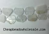 CNG7970 25*30mm - 35*45mm freeform white crystal slab beads