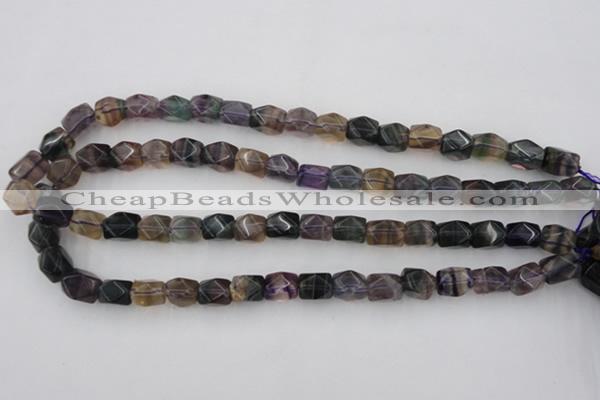 CNG818 15.5 inches 9*12mm faceted nuggets fluorite beads