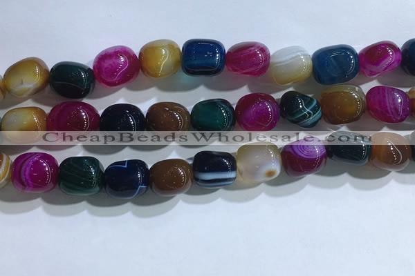 CNG8199 15.5 inches 10*14mm nuggets striped agate beads wholesale