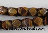 CNG826 15.5 inches 9*12mm faceted nuggets yellow tiger eye beads