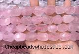 CNG8580 13*18mm - 15*20mm faceted nuggets rose quartz beads